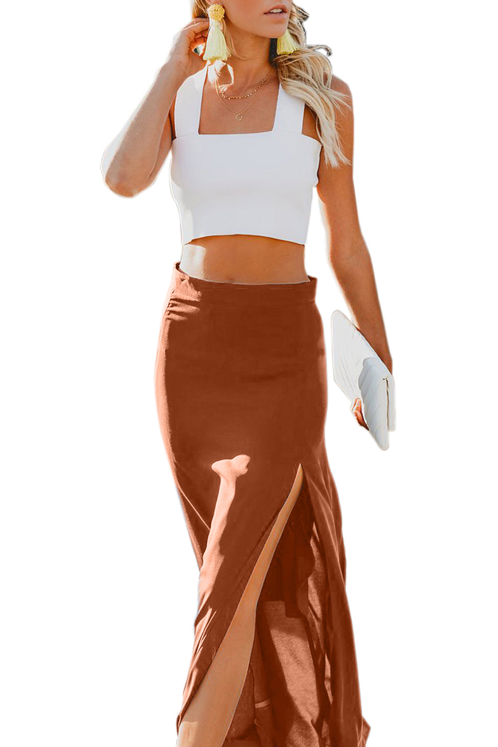 Ravin stylish plisse dark orange maxi skirt for women orange l Buy  Online at Best Price in Egypt  Souq is now Amazoneg